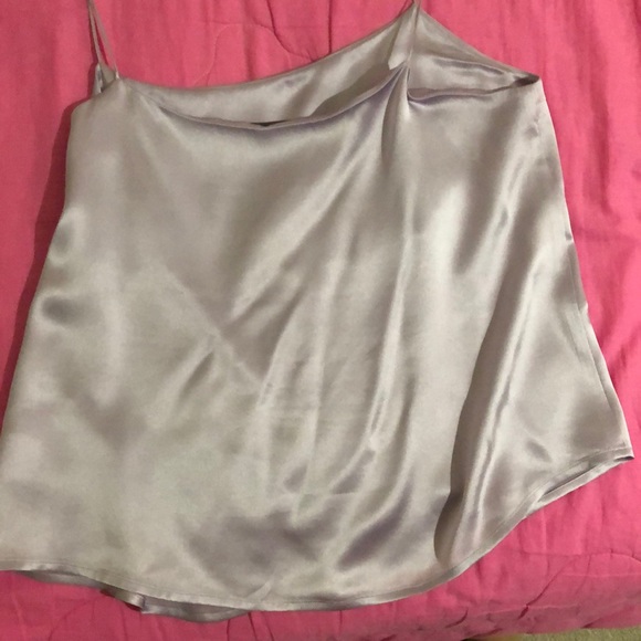 100% silk satin lavender/lilac slip top! size m - Picture 2 of 3